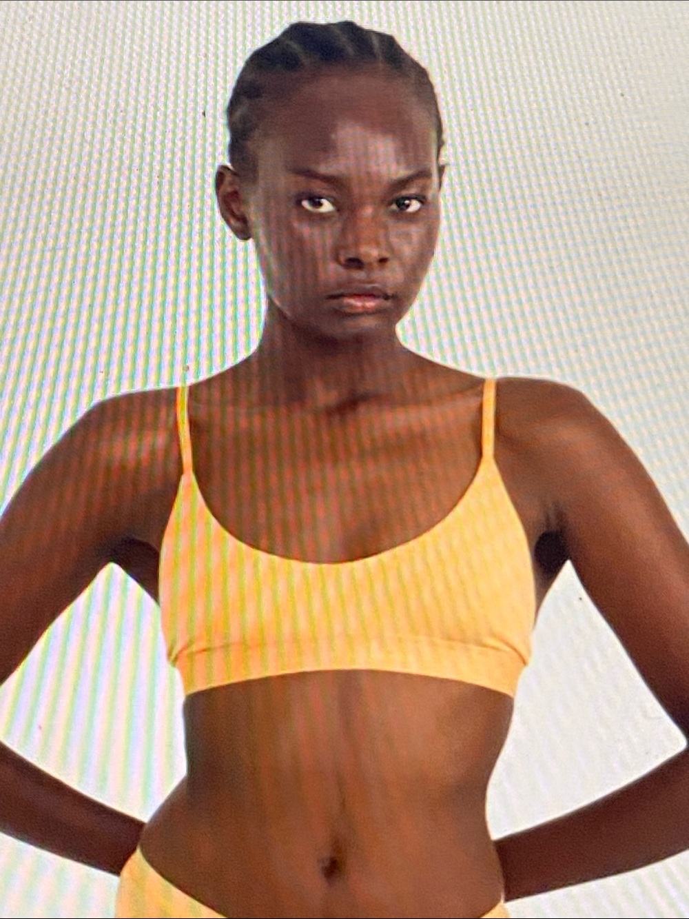 Organic Basics Core Open Back Scoop Bralettes- Orange and Cream Size Large